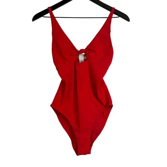 Tory Burch Poppy Red Palma Cut Out One Piece Swim Suit - S - Picture 1 of 8